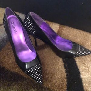 Guess black studded heels